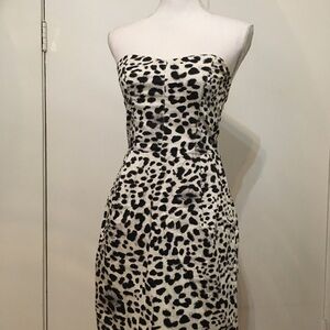 H&M Strapless Leopard-Print Sheath Dress - Black & White